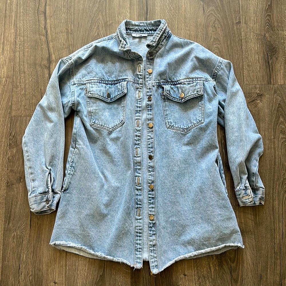 Piper & Scoot Lauv Denim Shacket, Size Small - image 1